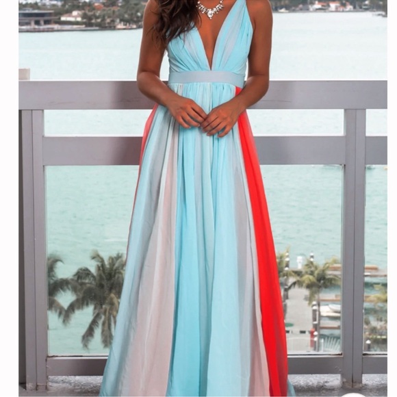 Pink and Blue Ombré Maxi Dress - Picture 3 of 3